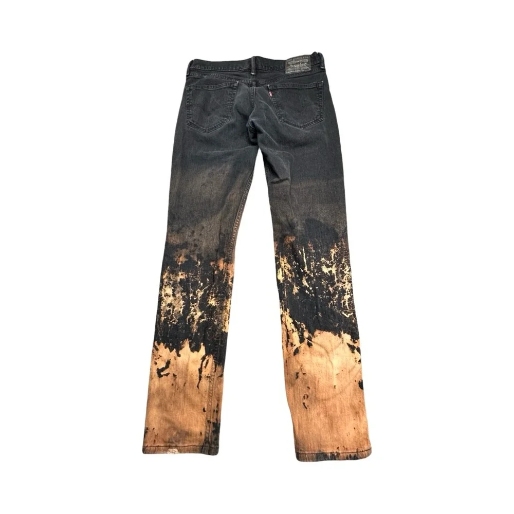 Levi's Jeans Mens W32 L32 Black 511 Slim Fit Bleach Dip Dye Custom Punk Grunge